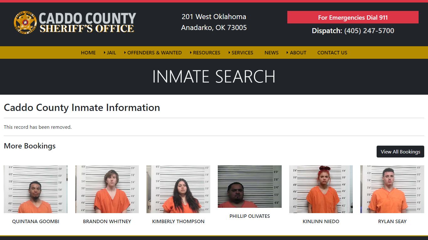 Inmate Search - - Caddo County Sheriff's Office