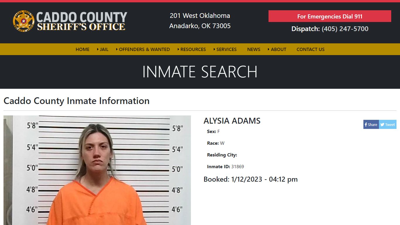 ALYSA ADAMS - Caddo County Sheriff's Office